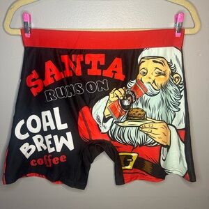 NWOT Adult Santa Runs on Coal Brew Pun Stretch Unisex Boxer Briefs